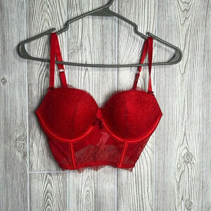 Women’s Victoria’s Secret Very Sexy Floral Lace Demi Bustier Corset Bra 32DD